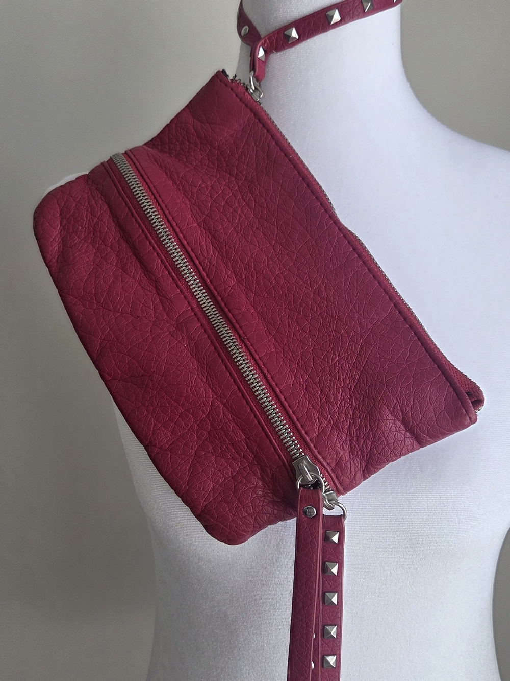 Women's Stud-Accent Wristlet Bag in Deep Pink